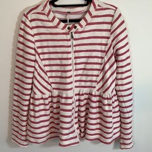 Stripes Fitted Sweatshirt Jacket